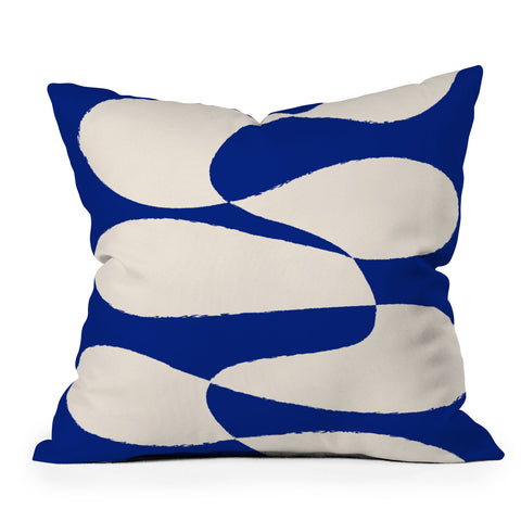 thespacehouse MidCentury Modern Abstract Blue Throw Pillow