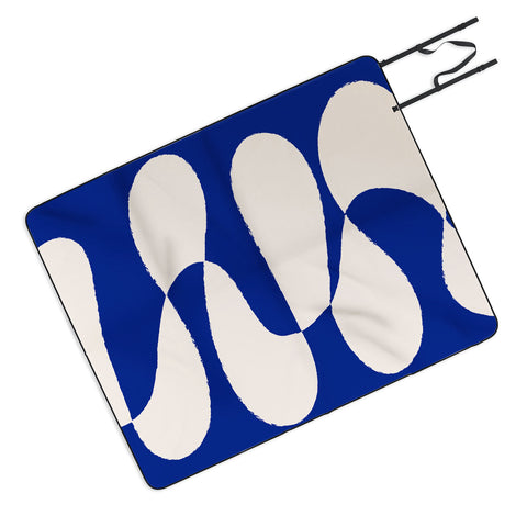 thespacehouse MidCentury Modern Abstract Blue Picnic Blanket