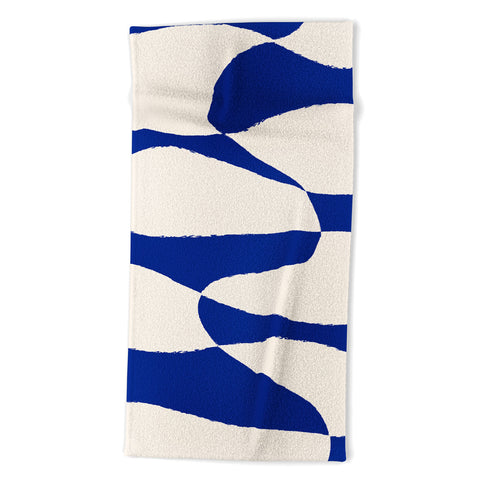 thespacehouse MidCentury Modern Abstract Blue Beach Towel