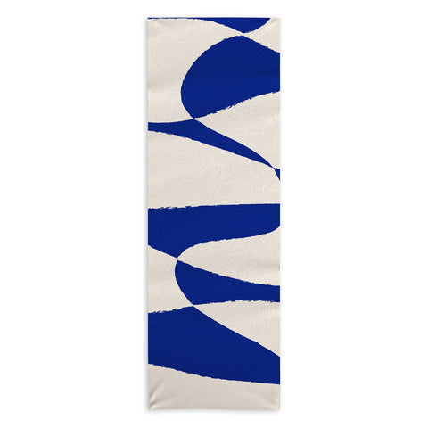 thespacehouse MidCentury Modern Abstract Blue Yoga Towel