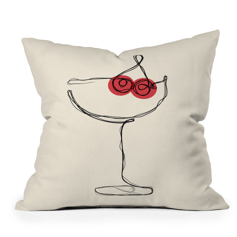 thespacehouse Minimalist Cherry Cosmo Outdoor Throw Pillow