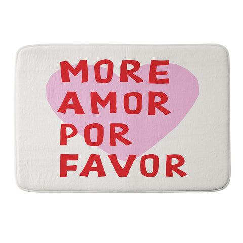thespacehouse More Amor Por Favor Pink Red Memory Foam Bath Mat