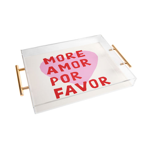 thespacehouse More Amor Por Favor Pink Red Acrylic Tray