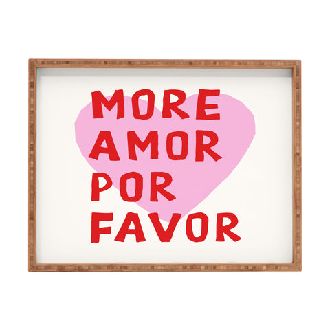 thespacehouse More Amor Por Favor Pink Red Rectangular Tray