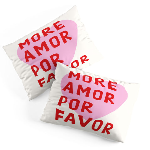 thespacehouse More Amor Por Favor Pink Red Pillow Shams