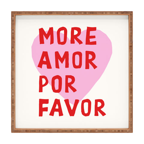 thespacehouse More Amor Por Favor Pink Red Square Tray
