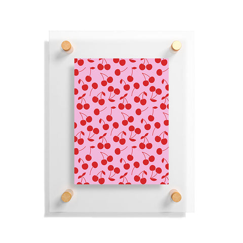 thespacehouse Pink Red Cherries Floating Acrylic Print
