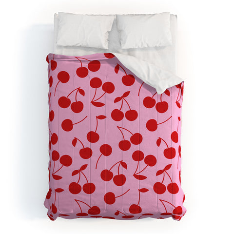 thespacehouse Pink Red Cherries Comforter