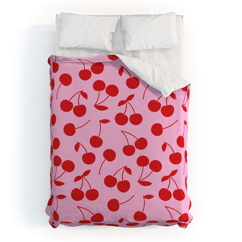 thespacehouse Pink Red Cherries Duvet Cover