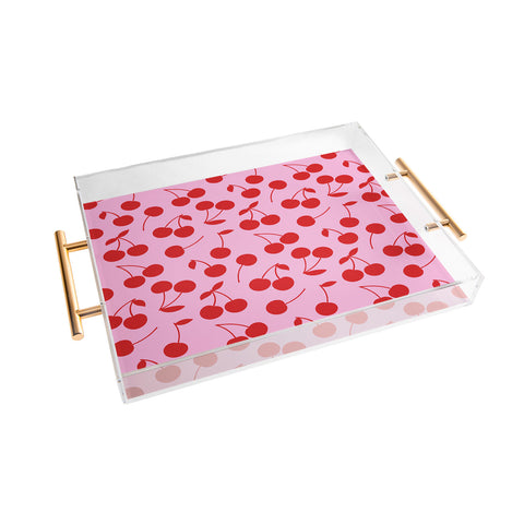 thespacehouse Pink Red Cherries Acrylic Tray