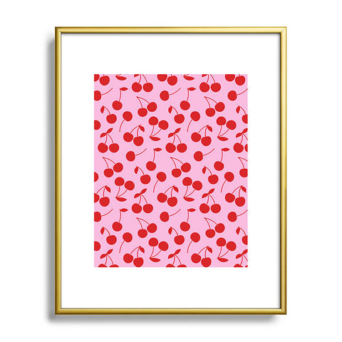 thespacehouse Pink Red Cherries Metal Framed Art Print