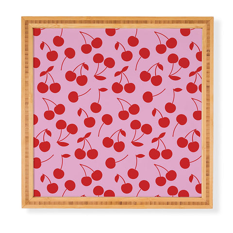 thespacehouse Pink Red Cherries Framed Wall Art