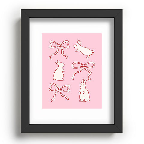 thespacehouse Ribbon Bows and Bunnies in Red Recessed Framing Rectangle