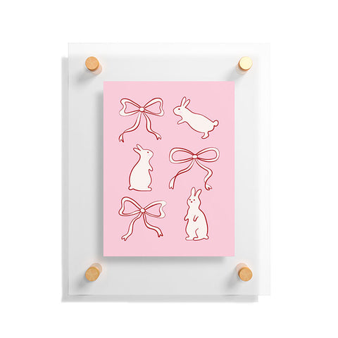 thespacehouse Ribbon Bows and Bunnies in Red Floating Acrylic Print