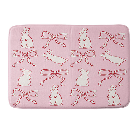 thespacehouse Ribbon Bows and Bunnies in Red Memory Foam Bath Mat