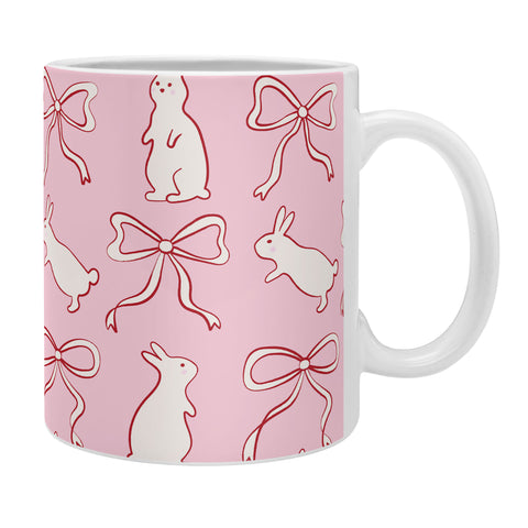 thespacehouse Ribbon Bows and Bunnies in Red Coffee Mug