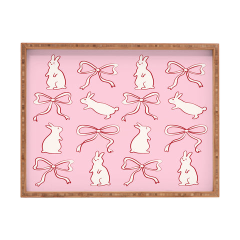 thespacehouse Ribbon Bows and Bunnies in Red Rectangular Tray