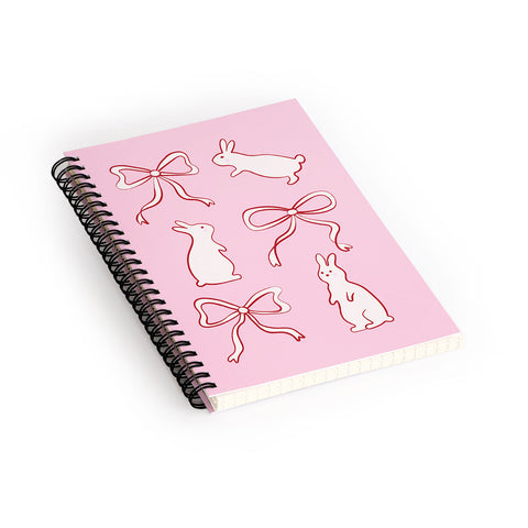 thespacehouse Ribbon Bows and Bunnies in Red Spiral Notebook
