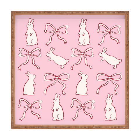 thespacehouse Ribbon Bows and Bunnies in Red Square Tray