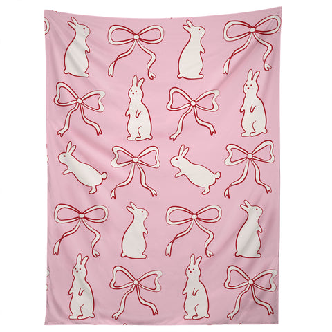thespacehouse Ribbon Bows and Bunnies in Red Tapestry