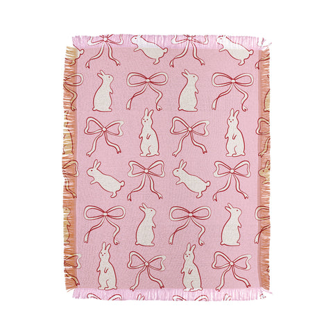 thespacehouse Ribbon Bows and Bunnies in Red Throw Blanket