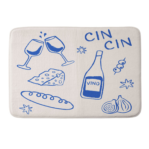 thespacehouse Wine and Cheese Cheers Memory Foam Bath Mat
