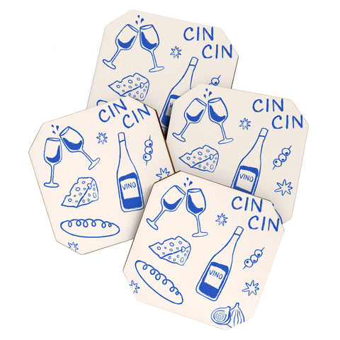 thespacehouse Wine and Cheese Cheers Coaster Set