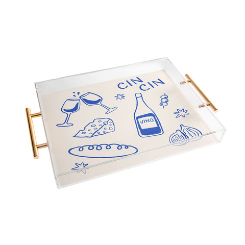 thespacehouse Wine and Cheese Cheers Acrylic Tray
