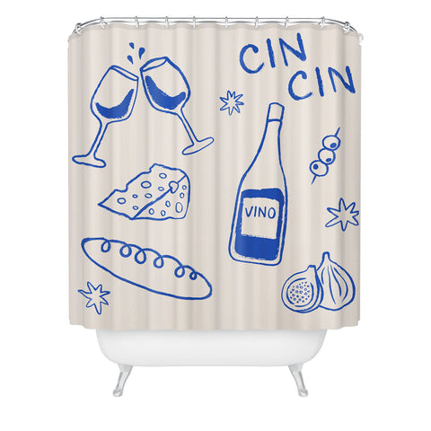 thespacehouse Wine and Cheese Cheers Shower Curtain