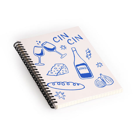 thespacehouse Wine and Cheese Cheers Spiral Notebook
