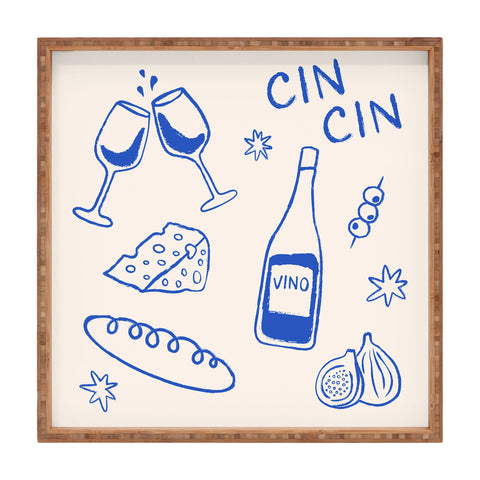 thespacehouse Wine and Cheese Cheers Square Tray