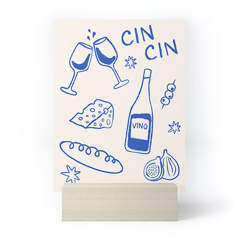 thespacehouse Wine and Cheese Cheers Mini Art Print