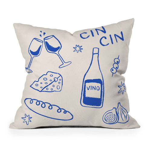 thespacehouse Wine and Cheese Cheers Outdoor Throw Pillow