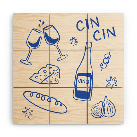 thespacehouse Wine and Cheese Cheers Wood Wall Mural