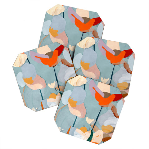 ThingDesign Abstract Art Flowers Coaster Set