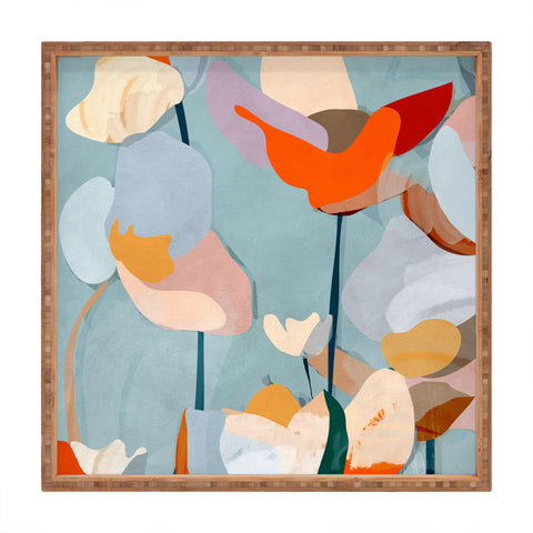 ThingDesign Abstract Art Flowers Square Tray