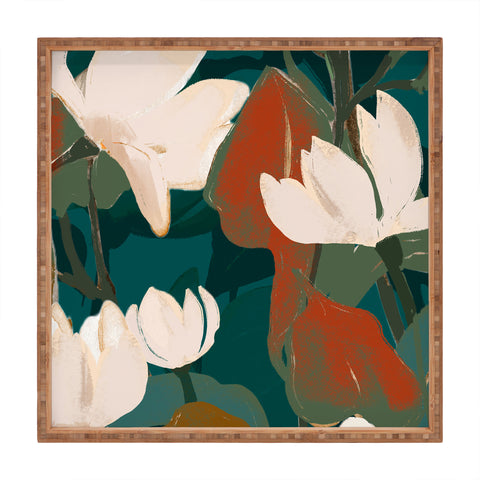 ThingDesign Abstract Art Garden Flowers Square Tray