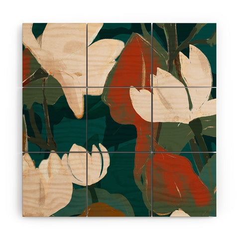 ThingDesign Abstract Art Garden Flowers Wood Wall Mural