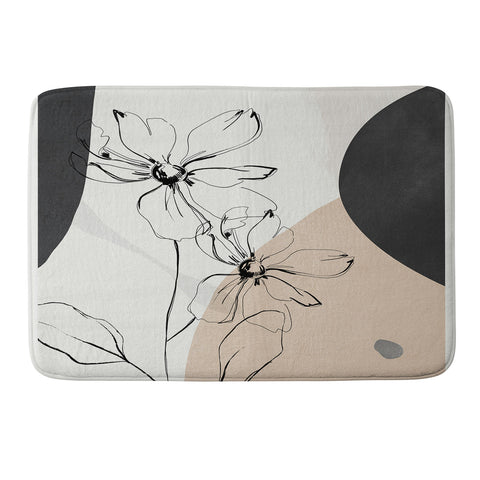 ThingDesign Abstract Art Minimal Flowers Memory Foam Bath Mat