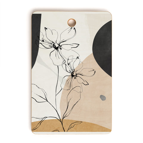 ThingDesign Abstract Art Minimal Flowers Cutting Board Rectangle