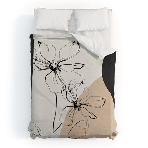 ThingDesign Abstract Art Minimal Flowers Duvet Cover