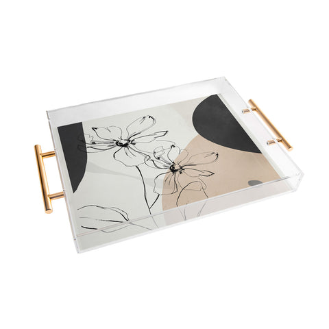 ThingDesign Abstract Art Minimal Flowers Acrylic Tray