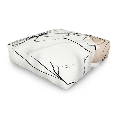 ThingDesign Abstract Art Minimal Flowers Outdoor Floor Cushion