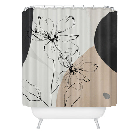 ThingDesign Abstract Art Minimal Flowers Shower Curtain