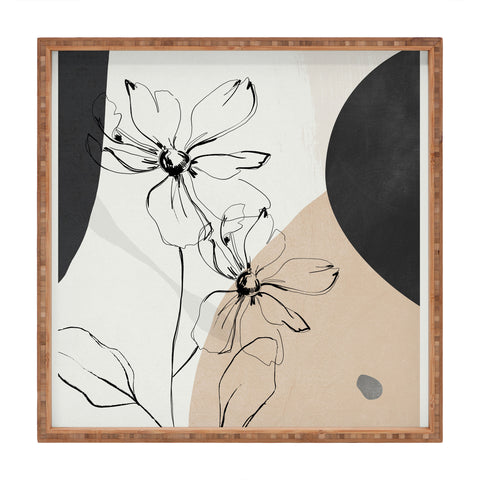 ThingDesign Abstract Art Minimal Flowers Square Tray