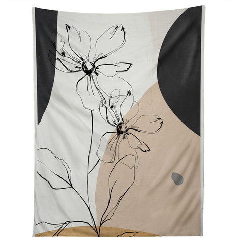 ThingDesign Abstract Art Minimal Flowers Tapestry