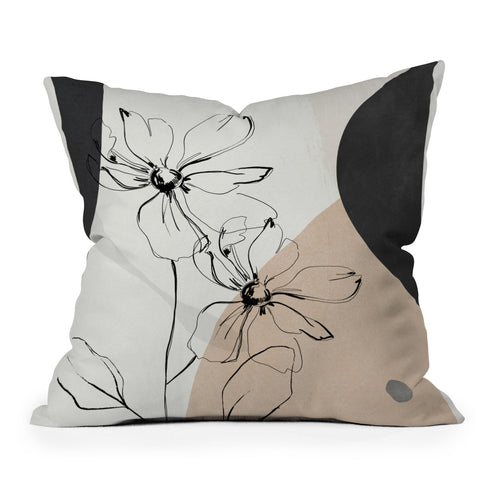 ThingDesign Abstract Art Minimal Flowers Throw Pillow