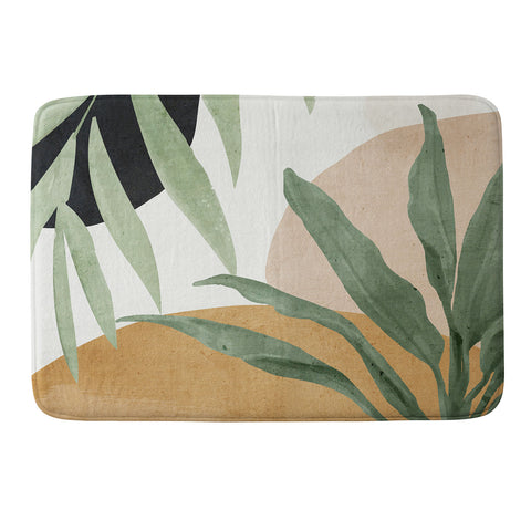 ThingDesign Abstract Art Tropical Leaves 4 Memory Foam Bath Mat