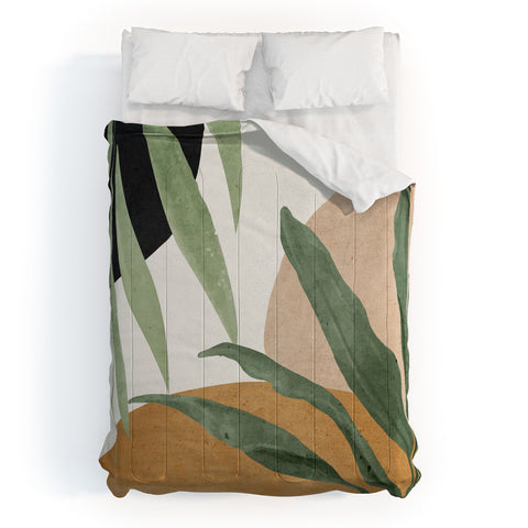 ThingDesign Abstract Art Tropical Leaves 4 Comforter