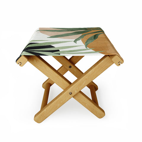ThingDesign Abstract Art Tropical Leaves 4 Folding Stool